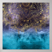 Poster Mandala et confetti à fleurs d'or (Devant)