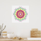 Poster mandala ethnique fleuri multicolore. (Cuisine)