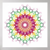Poster mandala ethnique fleuri multicolore. (Devant)