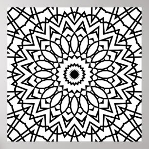 Poster Mandala étoile à pétales en couches avec motif à l