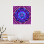 Poster Mandala étoile en bleu | fleur magenta (Cuisine)