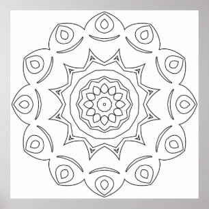 Poster Mandala étoilé ornemental avec encadrement à motif