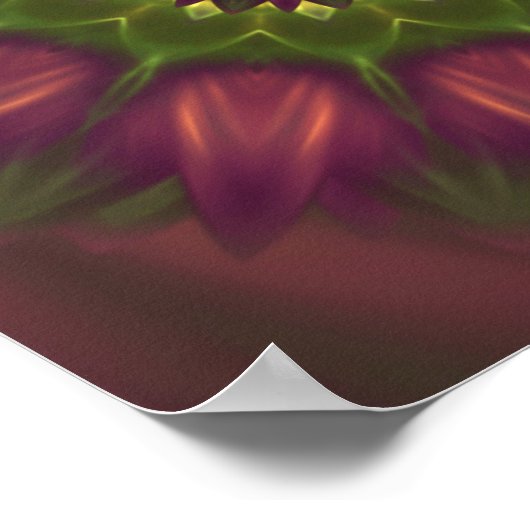 Poster Mandala Fleur Aux Tons Vert Violet Faisant (Coin)