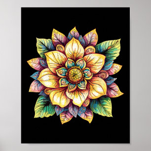 Poster Mandala Fleur de Lotus Bohème Fantastique