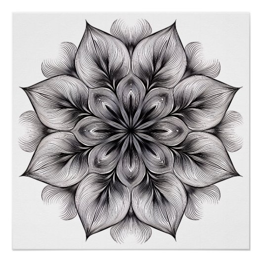 Poster Mandala Fleurie en Couches (Devant)