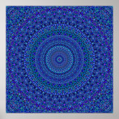 Poster Mandala Floral bleu (Devant)