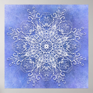 Poster Mandala floral ethnique sur le fond grunge