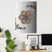 Poster Mandala Floral Or Noir Mystique (Bureau à domicile)