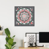 Poster Mandala Floral Rustique (Bureau à domicile)