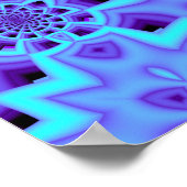Poster Mandala fractal géométrique bleu pervenche (Coin)