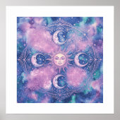 Poster Mandala Galaxie Nébuleuse Soleil & Lune Céleste (Devant)