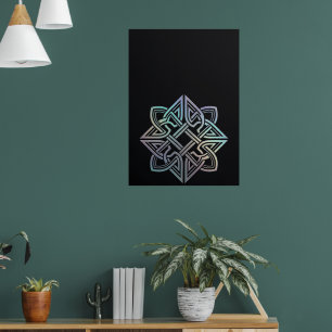 Poster Mandala Géométrique Celtique Fond Sombre