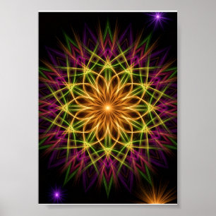 Poster Mandala géométrique néon coloré vibrant spirituel