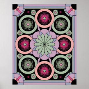 Poster Mandala Géométrique Pastel en Fleur