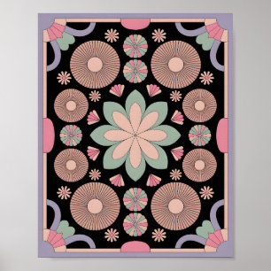 Poster Mandala Géométrique Pastel en Fleur