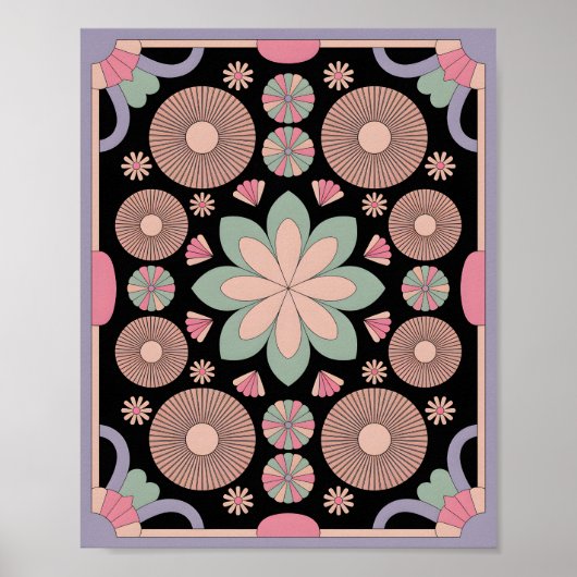Poster Mandala Géométrique Pastel en Fleur (Devant)