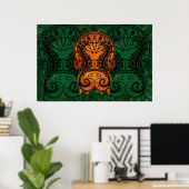Poster Mandala gold Dreamcatcher Seahorse concept art (Bureau à domicile)