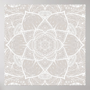 Poster Mandala gris et blanc - Loergann à Lynx