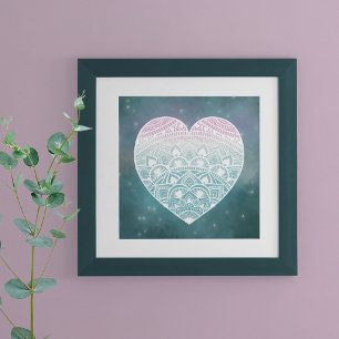 Poster Mandala Heart Celestial Print