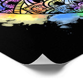 Poster Mandala Heart Multicolor Aquarelle Imprimer (Coin)