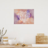 Poster Mandala Heart Soft Peach Purple Aquarelle Imprimer (Cuisine)
