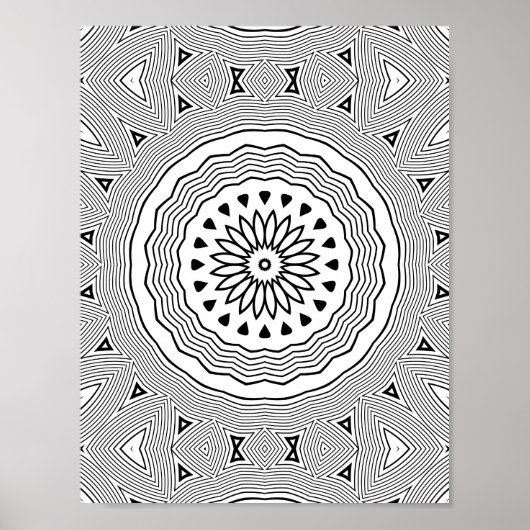 Poster Mandala Hypnotique aux Ondulations avec des Couche (Devant)