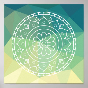 Poster Mandala Inspiration Fleur d'Harmonie Jaune Vert