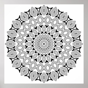 Poster Mandala Intriqué avec des Couches de Motif d'Œil R