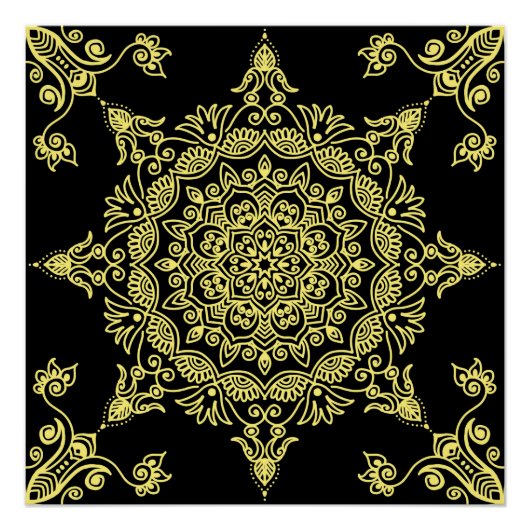 Poster Mandala jaune (Devant)