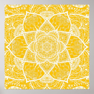 Poster Mandala jaune et blanc - Loergann au miel