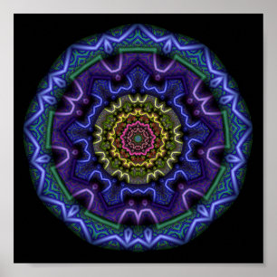 Poster Mandala Kaléidoscope Violet Cosmique