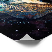 Poster Mandala, la lune mystique du loup (Coin)