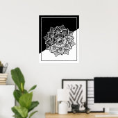 Poster Mandala moderne géométrique noir & blanc (Bureau à domicile)