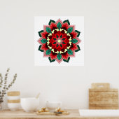Poster Mandala Motif 02 en rouge (Cuisine)