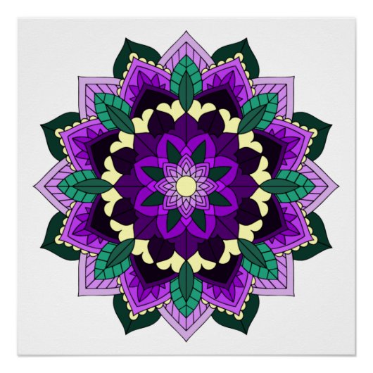 Poster Mandala Motif 02 en violet (Devant)