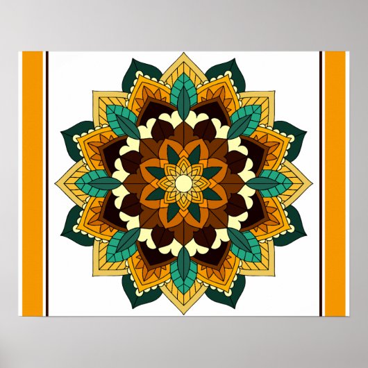 Poster Mandala Motif 2002 en jaune et bronzette (Devant)