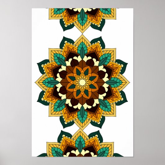 Poster Mandala Motif 2002 en jaune et bronzette (Devant)