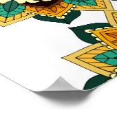 Poster Mandala Motif 2002 en jaune et bronzette (Coin)