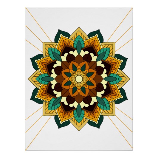 Poster Mandala Motif 2002 en jaune et bronzette (Devant)