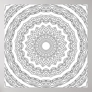 Poster Mandala multicouche orné avec détail d'anneau fest
