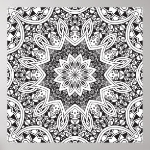 Poster Mandala noir et blanc