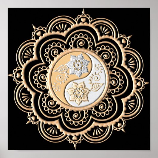Poster Mandala or et argent (Devant)