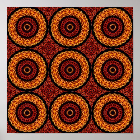 Poster Mandala orange et jaune (Devant)