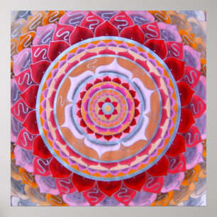Poster Mandala persan de fleur