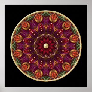 Poster Mandala pressé d'aluminium