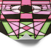 Poster Mandala psychédélique rose et vert en kaléidoscope (Coin)