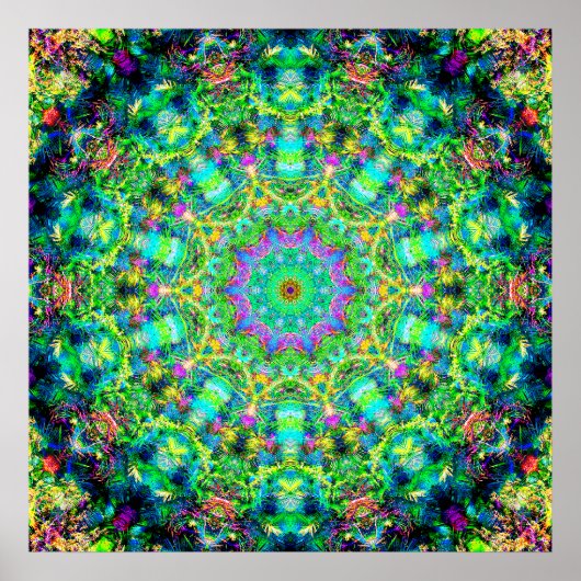 Poster Mandala psychédélique très colorée (Devant)