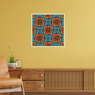 Poster Mandala Répétitif Floral Vibrant Art