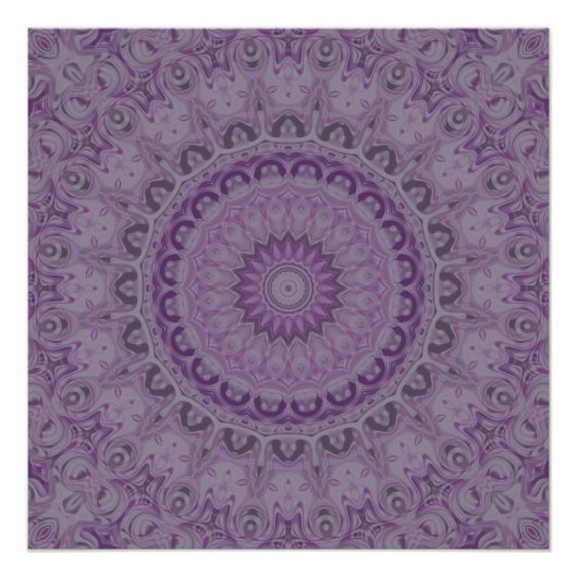 Poster Mandala Rêve Aquarelle dans des Teintes de Pourpre (Devant)