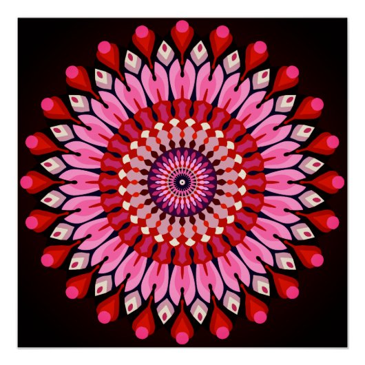 Poster Mandala rose (Devant)